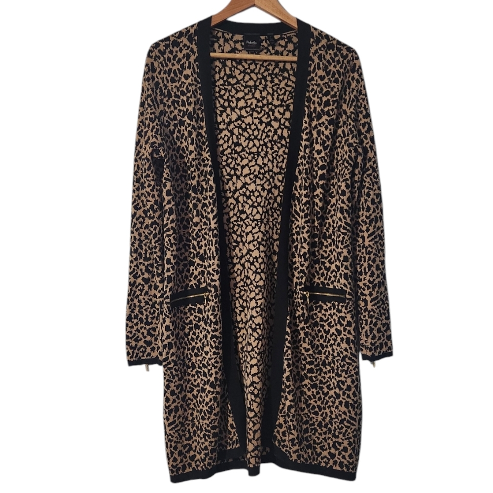 Rafaella Cheetah Long Open Front Cardigan Mobwife Animal Print